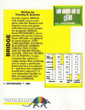 Bridge (UK) (1986) [Infogrames] box cover back